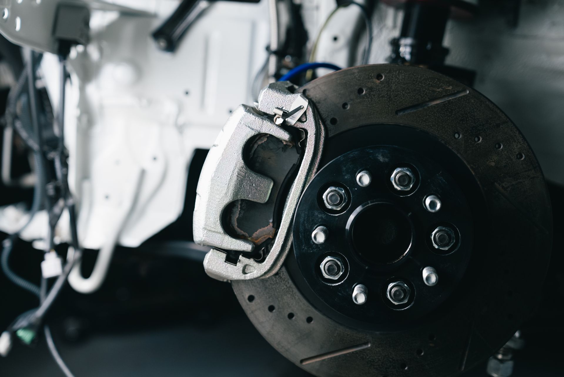 A brake repair process in a car shop in Bossier City