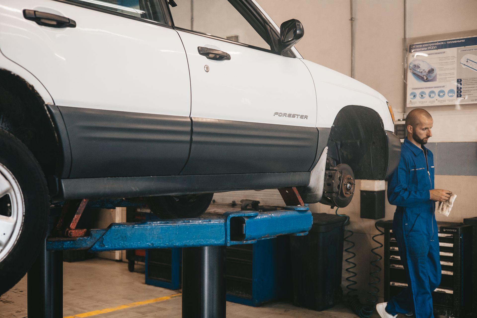 A car repair technician working in a shop in Bossier City
